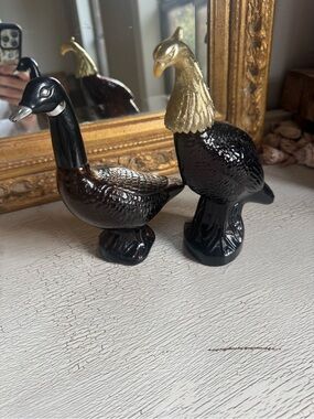 Avon Black and Gold Ceramic Bird Figurines